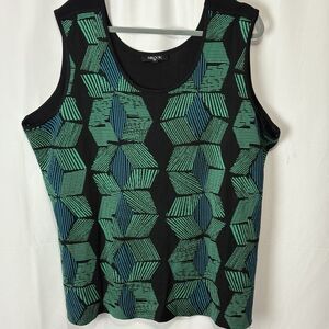 Misook Women’s Plus Abstract Floral Print Knit Sleeveless Top Tank Shell 3X NWOT